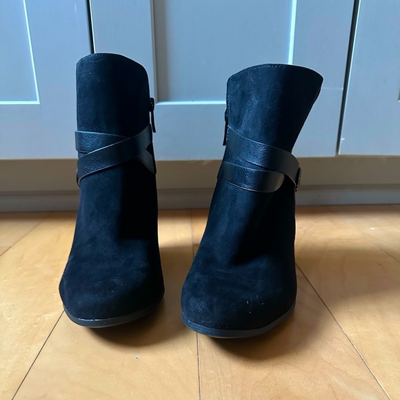 Black High Heel Ankle Boots, Wide - Picture 2 of 6